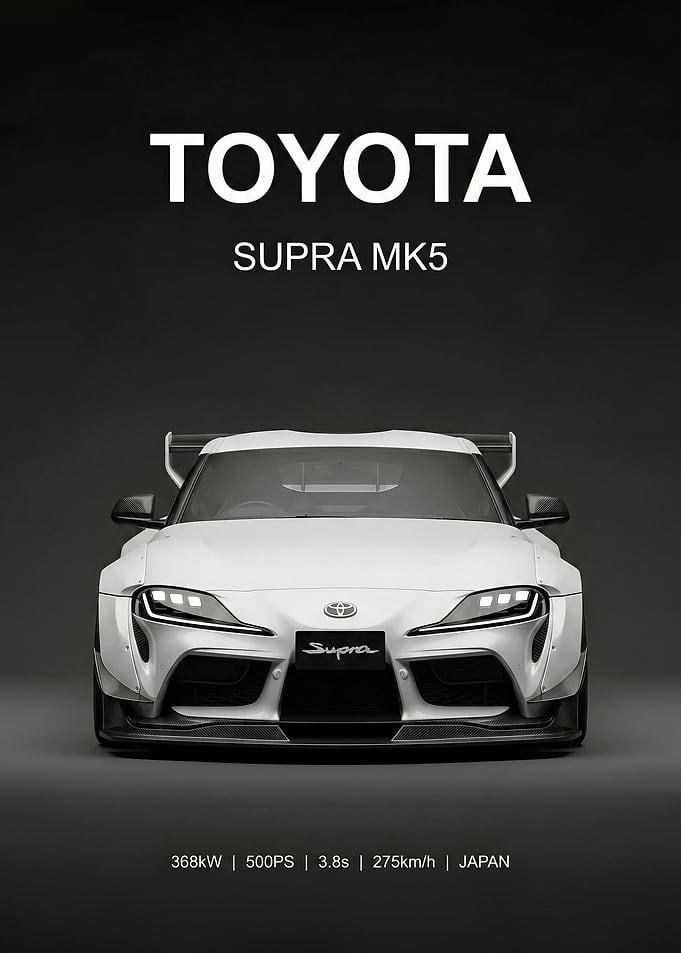 white Toyota Supra MK5 jdm poster