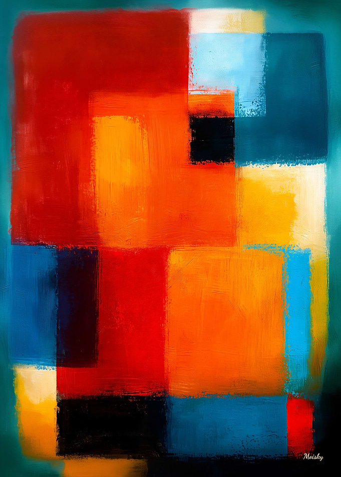 Celestial Color Fields Abstract Geometric Blocks