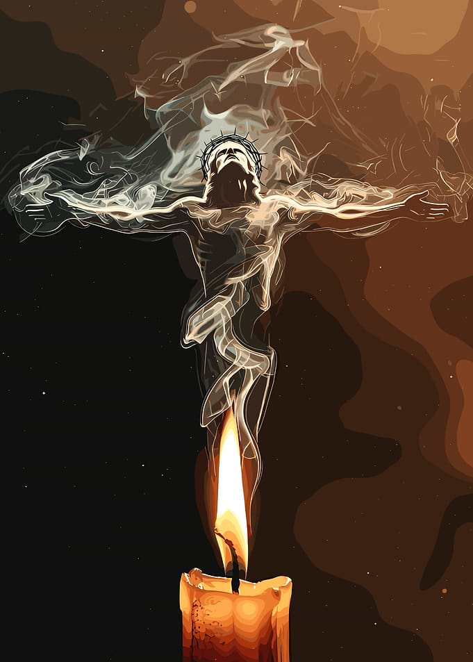 Jesus Christ Smoke Candle Art