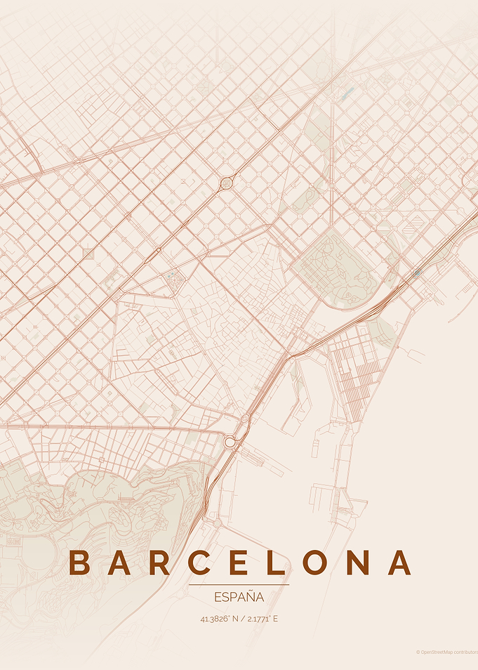 Barcelona Light Red Map Art