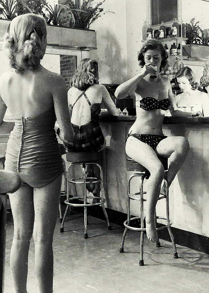 Women in Swimwear at a Bar