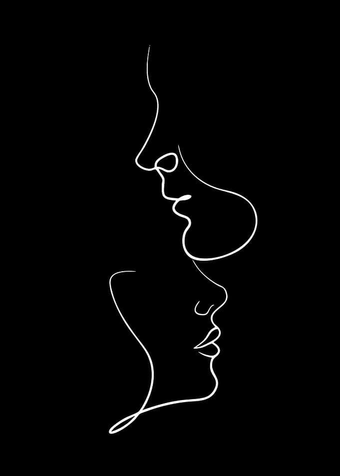 Minimalist Line Art of Two Faces