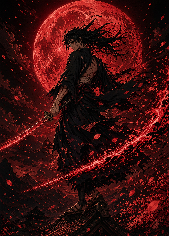 Samurai Under a Blood Moon