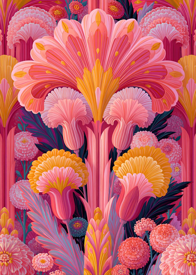 Vibrant Pink and Yellow Floral Pattern