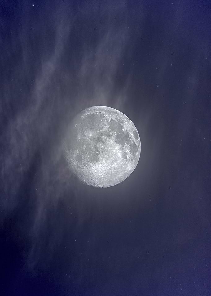 Full Moon Through Wispy Clouds