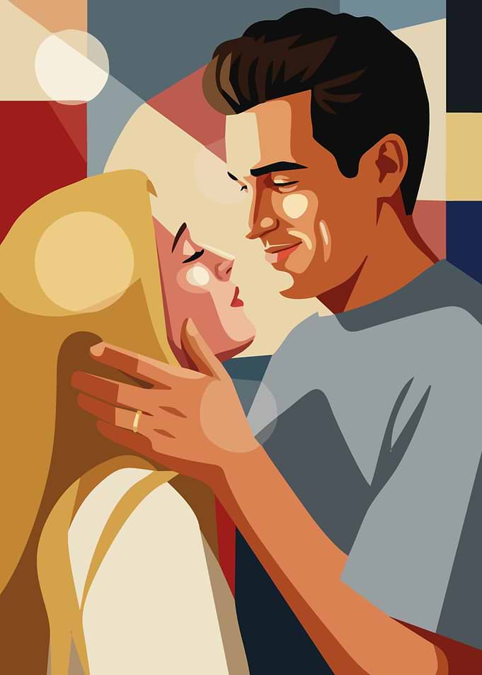 Couple in Abstract Geometric Setting