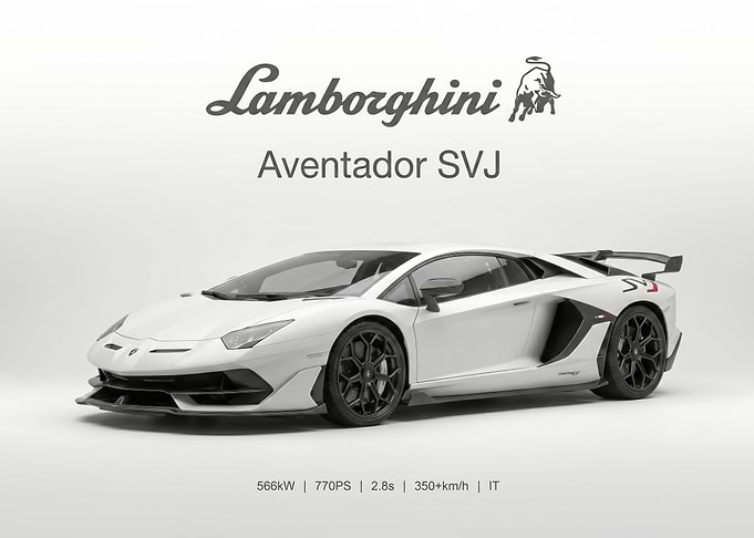 White Lamborghini Aventador SVJ poster