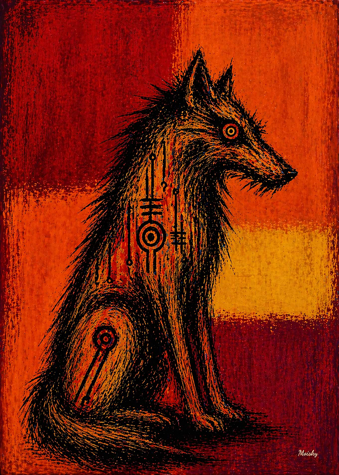 Mystical Wolf with Symbols