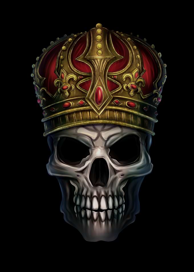 Skull wearing a royal crown