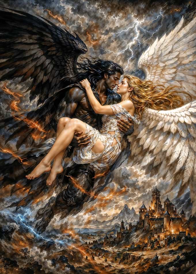 Angel and Demon Embrace