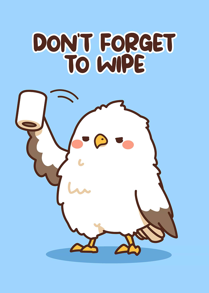 Cute Bird Holding Toilet Paper