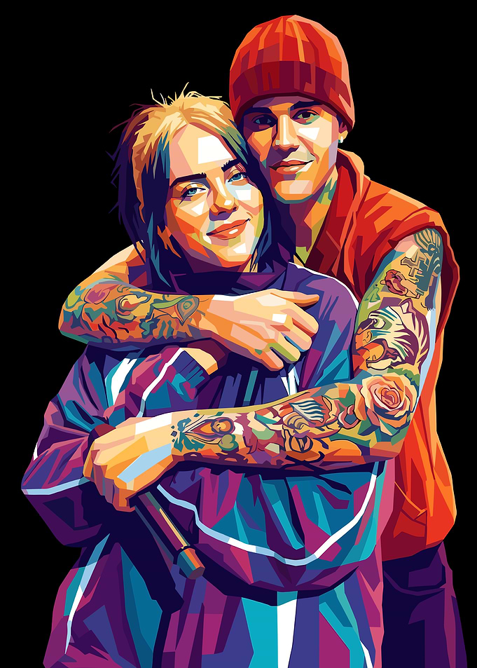 Billie Eilish and Justin Bieber Pop Art