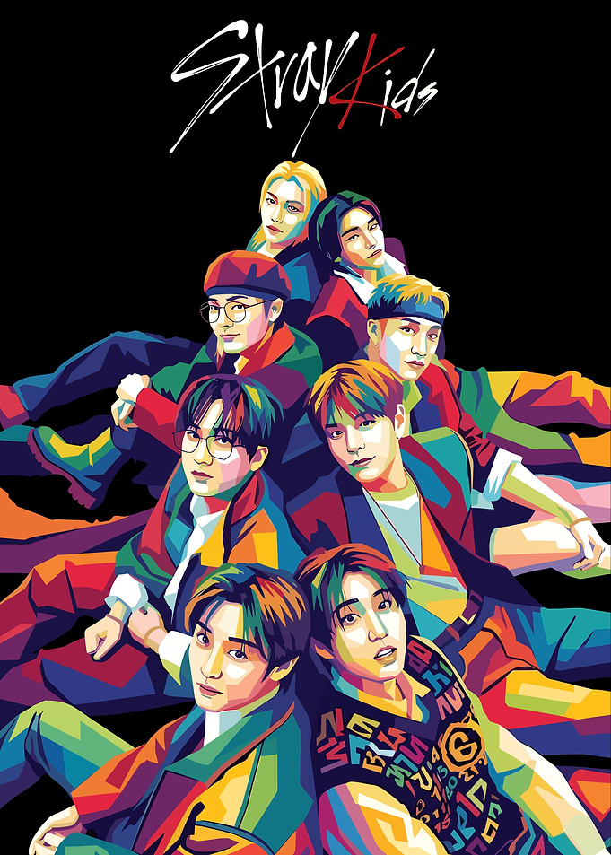 Stray Kids Group Portrait WPAP Style