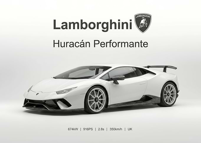 white Lamborghini Huracán Performante poster
