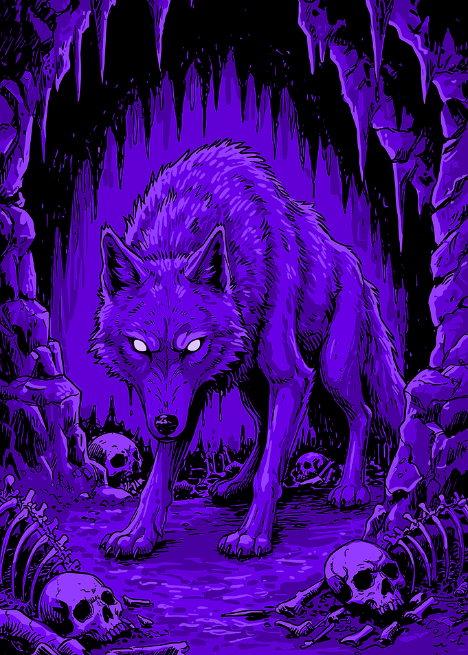 Fierce Wolf in a Sober Cave Ilustration