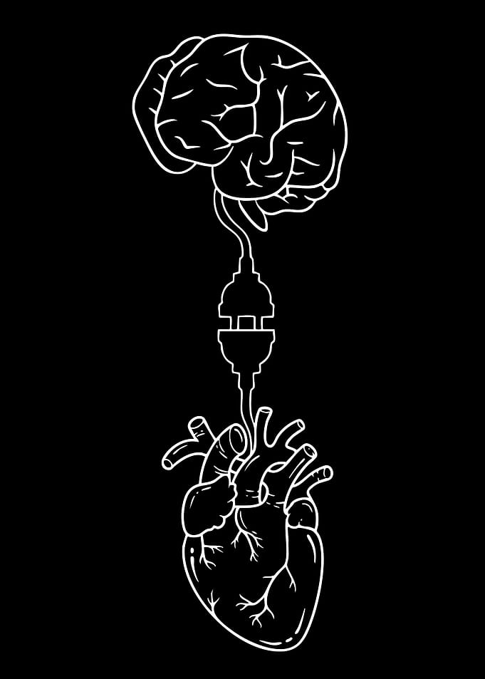 Brain and Heart Connected by Plug