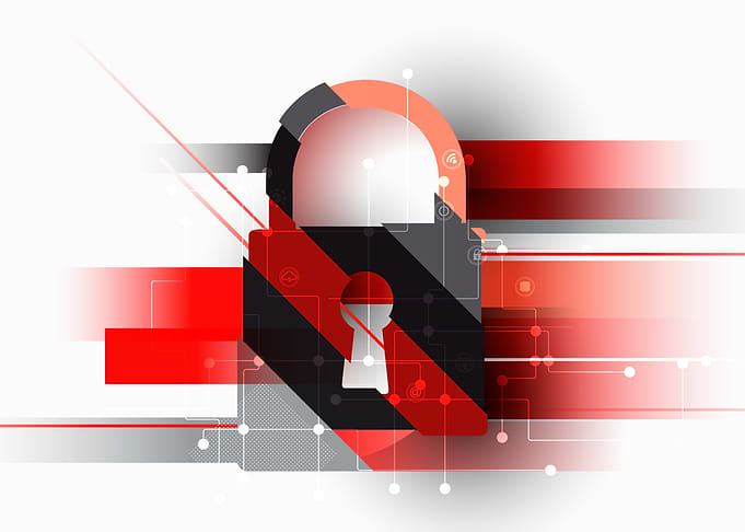 Digital Security Lock with Red and Black Stripes