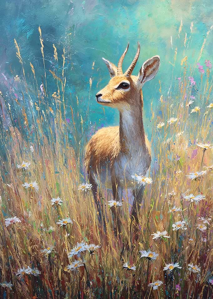 Gazelle in a Field of Daisies