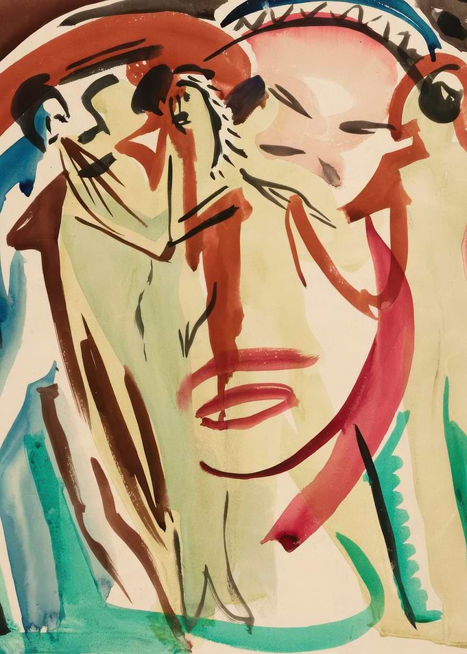 Abstract Faces in Watercolor
