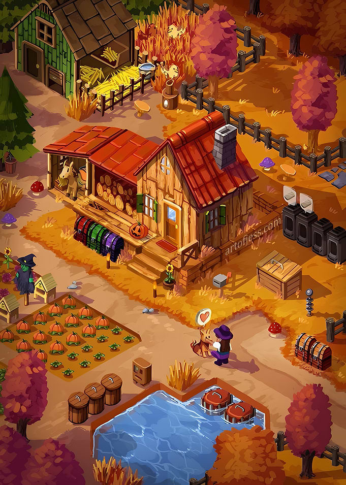Cozy Autumn Farm Scene