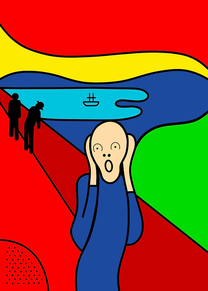 Screaming Figure in a Colorful Landscape