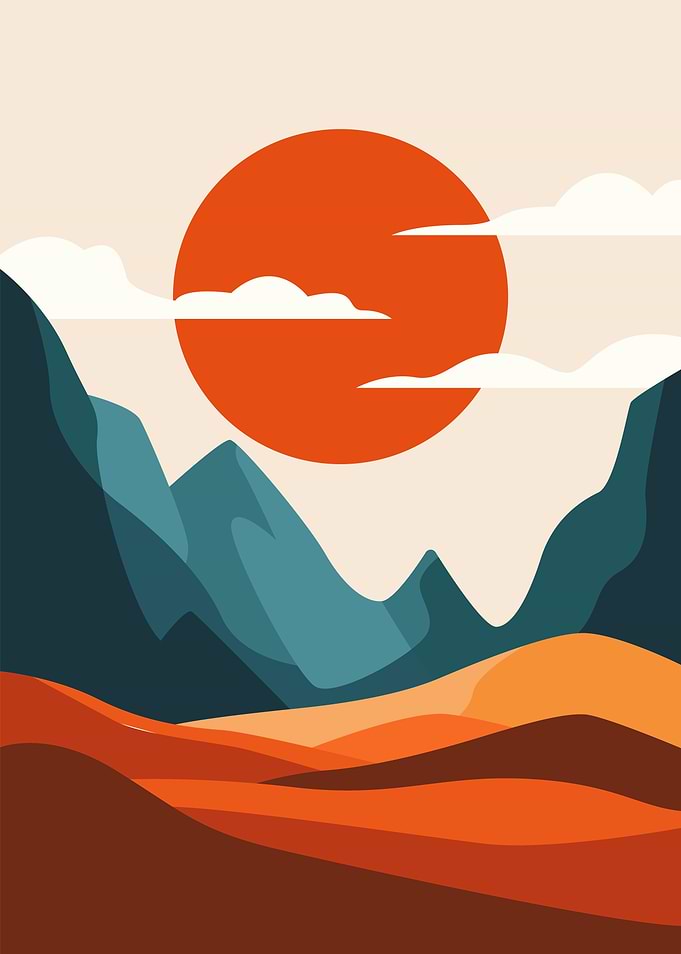 Minimalist Sunset Landscape