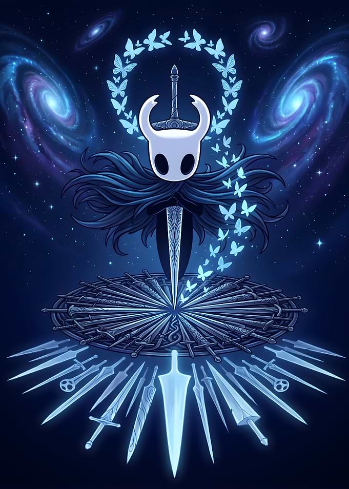 Hollow Knight in Cosmic Butterfly Realm