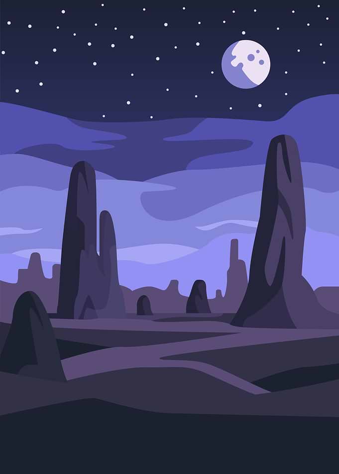 Alien Desert Night Landscape