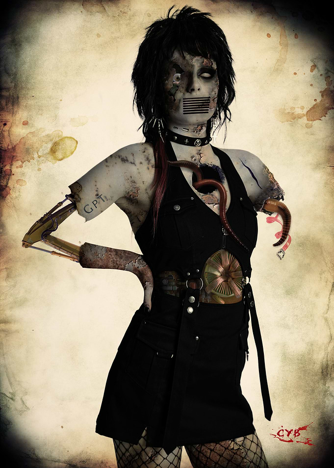 Cyberpunk Zombie Woman