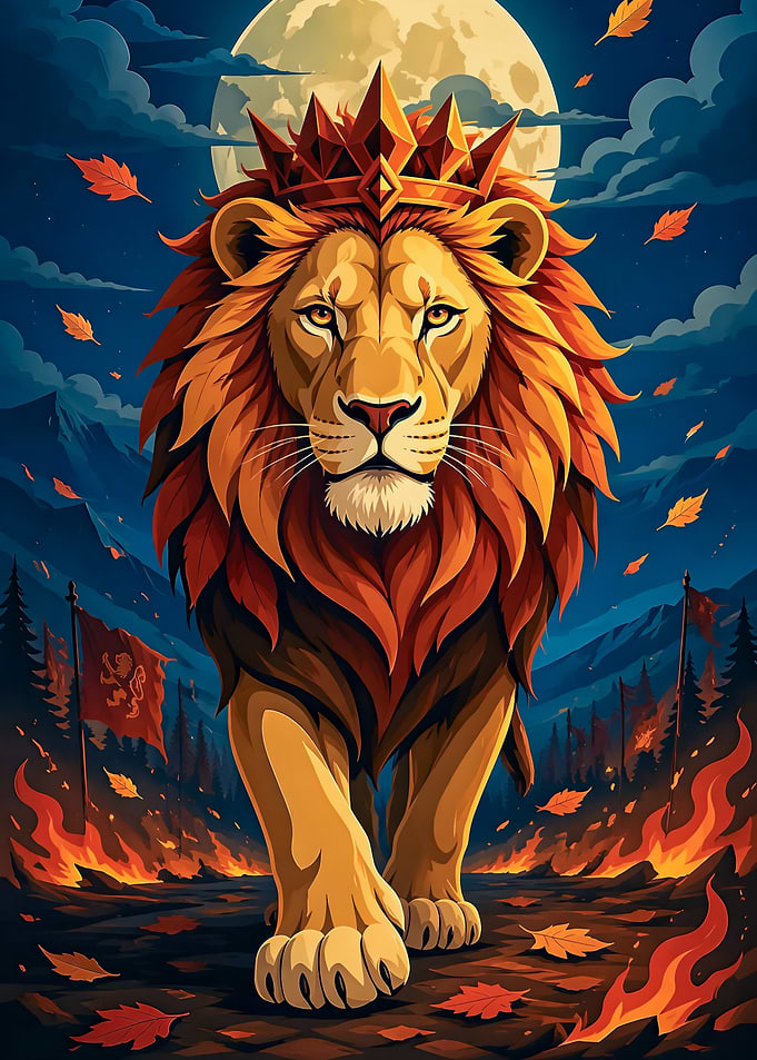 Majestic Lion King with Crown