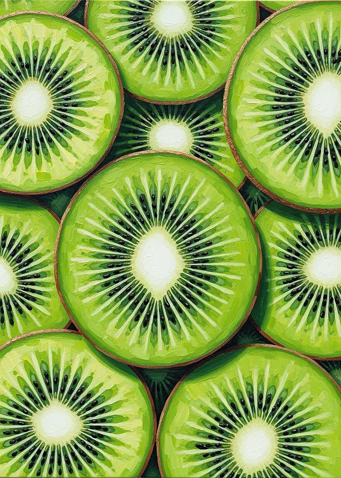 Close-up of Sliced Kiwis