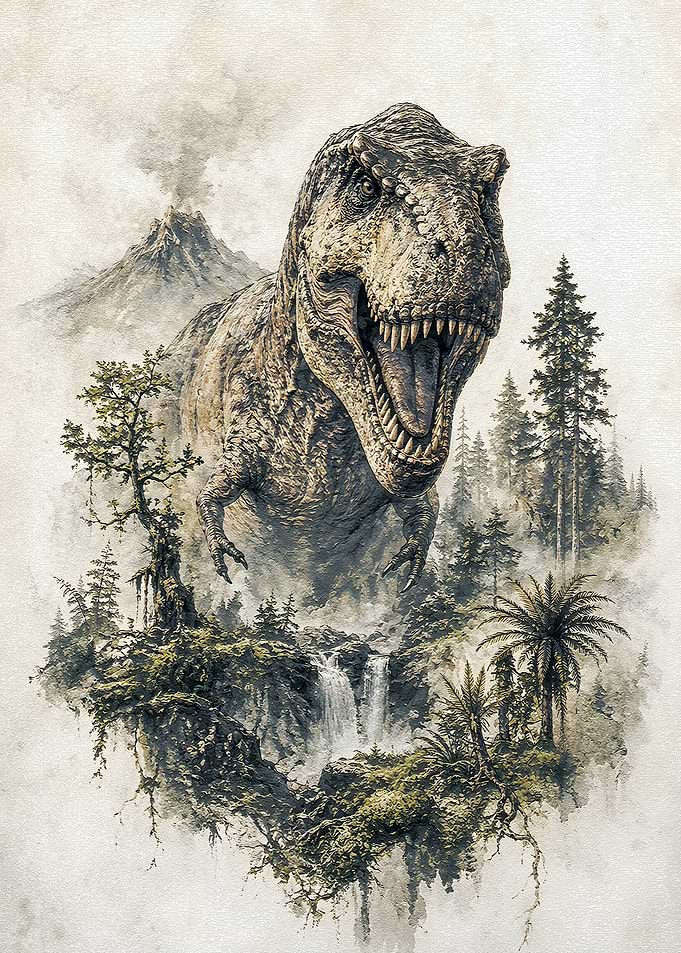 Tyrannosaurus Rex in a Prehistoric Jungle