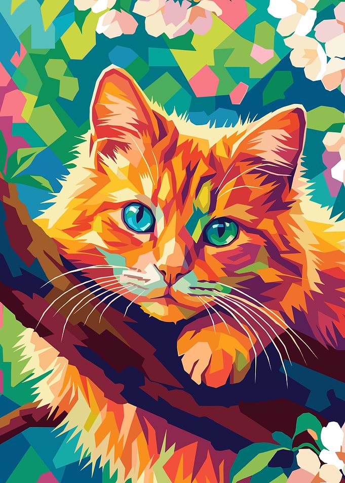 Pop Art Orange Cat in Nature