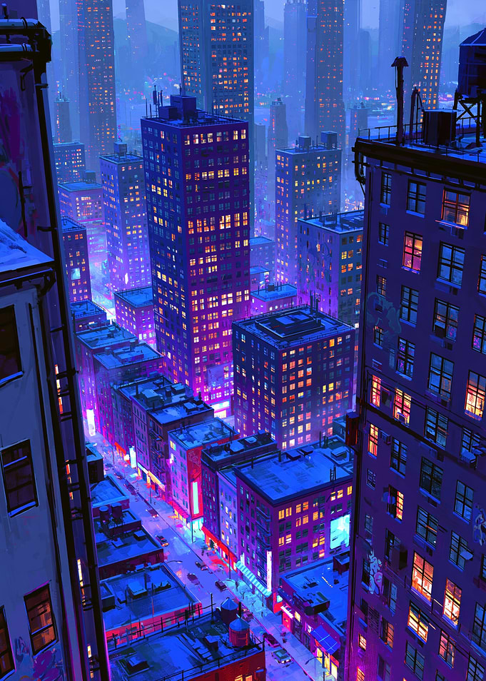 Neon Cityscape at Night