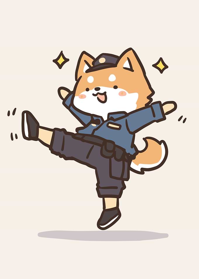 Cute Shiba Inu Police Officer Dancing
