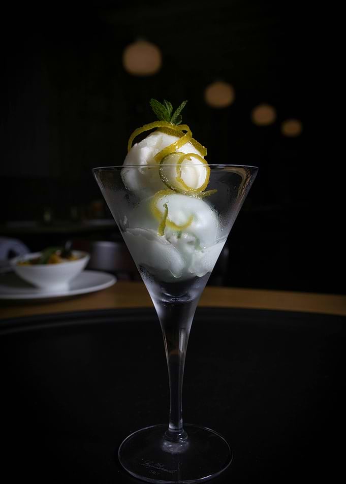 Lime Sorbet in Martini Glass