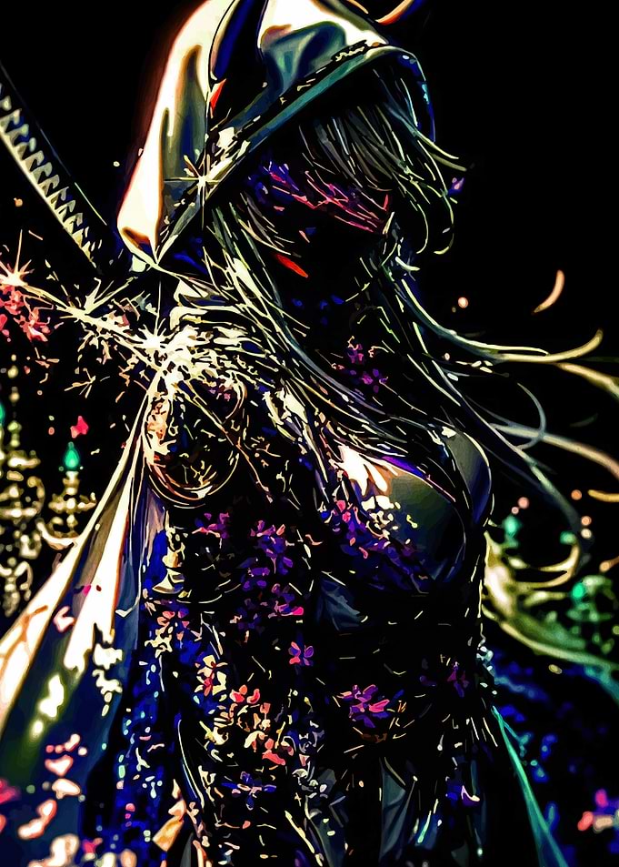 Dark Fantasy Warrior with Flowers
