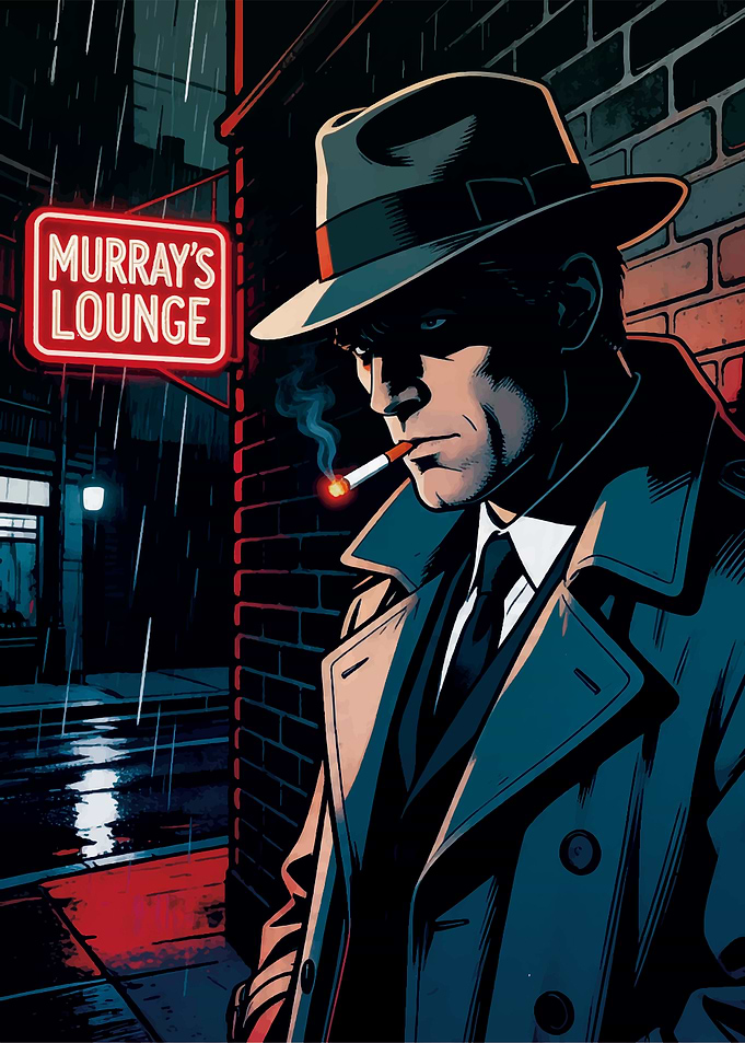 Noir Detective in Rainy Alley