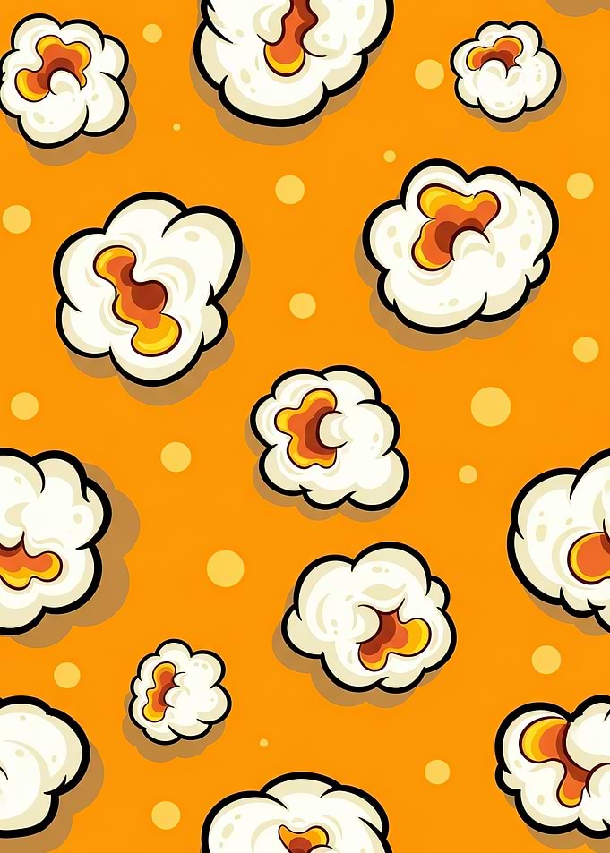 Popcorn Pattern on Orange Background