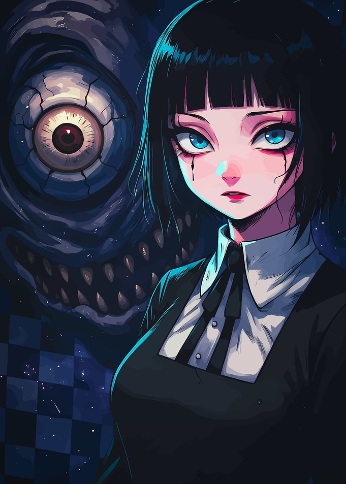 Anime Girl and Monster Eye