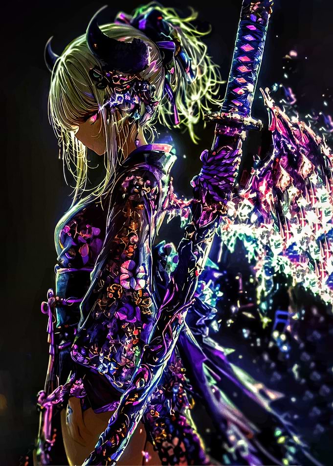 Anime Samurai with Glowing Katana
