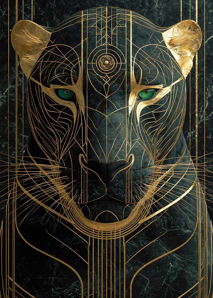 Art Deco Panther Portrait