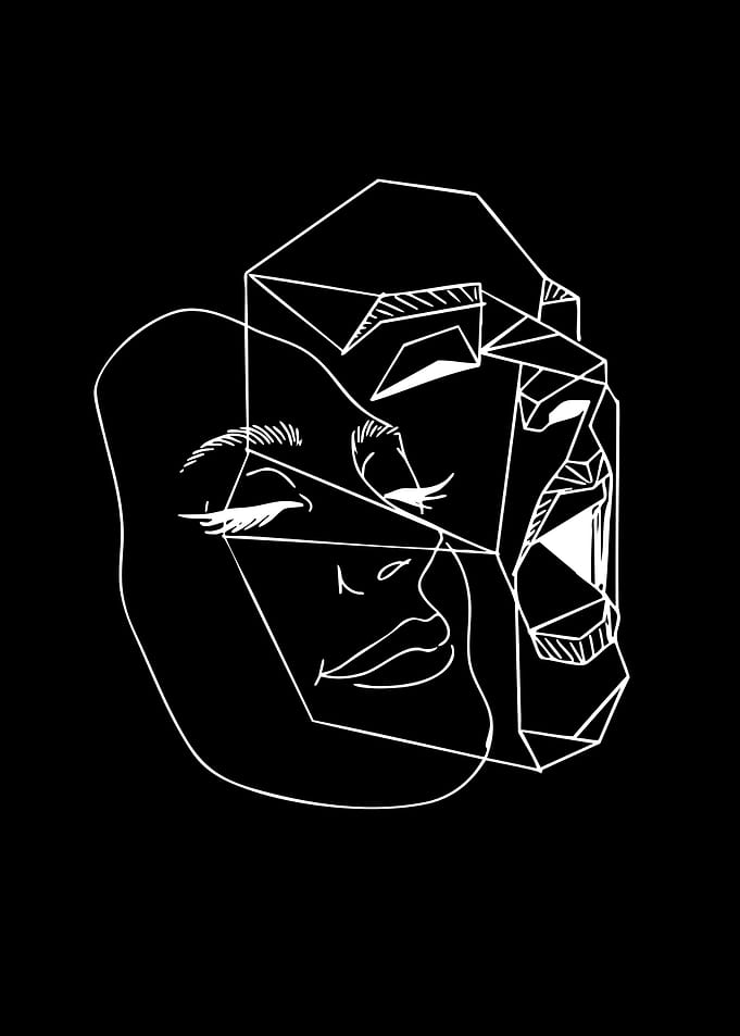 Abstract Face with Multiple Expressions