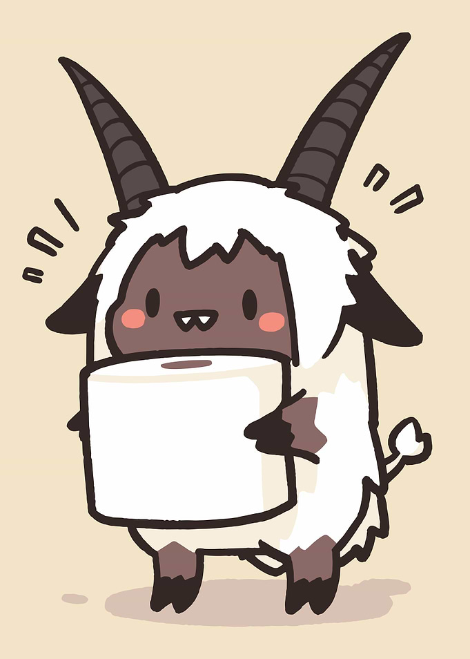 Cute Goat Holding Toilet Paper