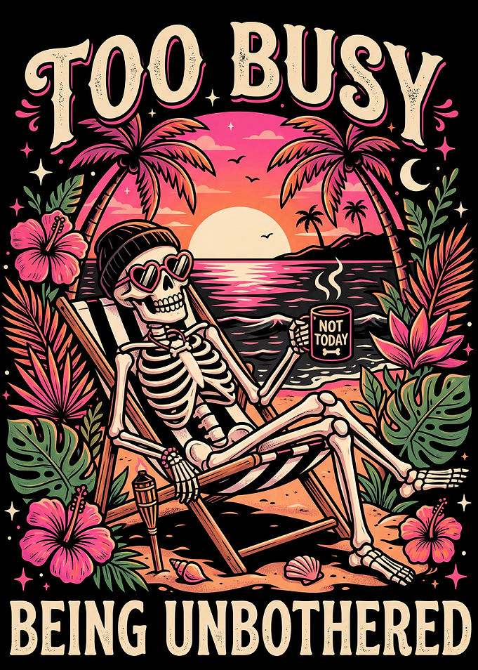 Skeleton Relaxing on Beach
