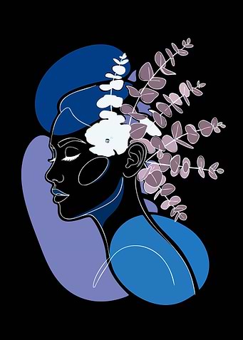Abstract Woman with Floral Elements