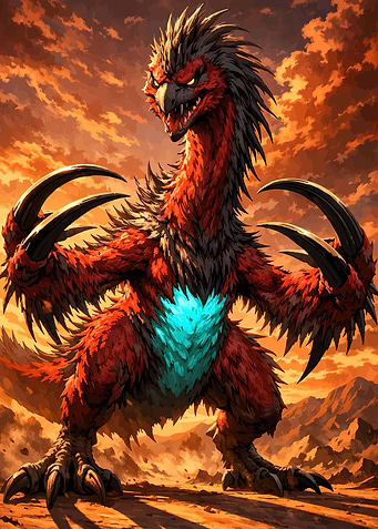 Fierce Red Dinosaur Monster
