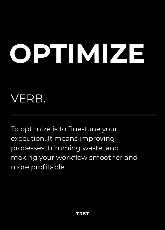 Optimize Definition Poster – Success Mindset, Office Wall Decor, Minimalist Black and White Poster