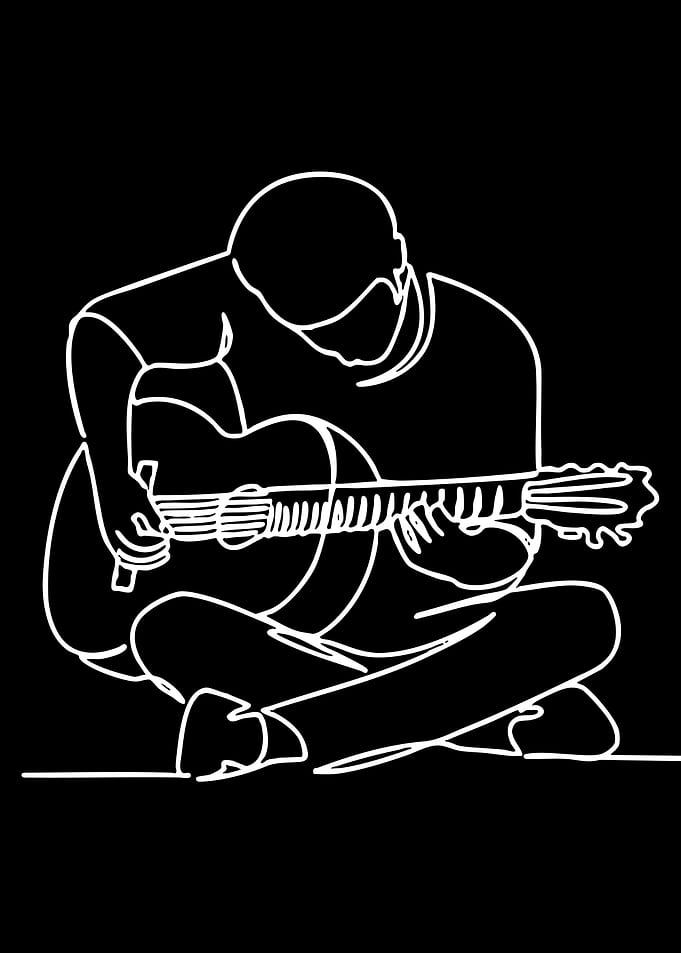 Minimalist Guitarist Playing Acoustic Guitar