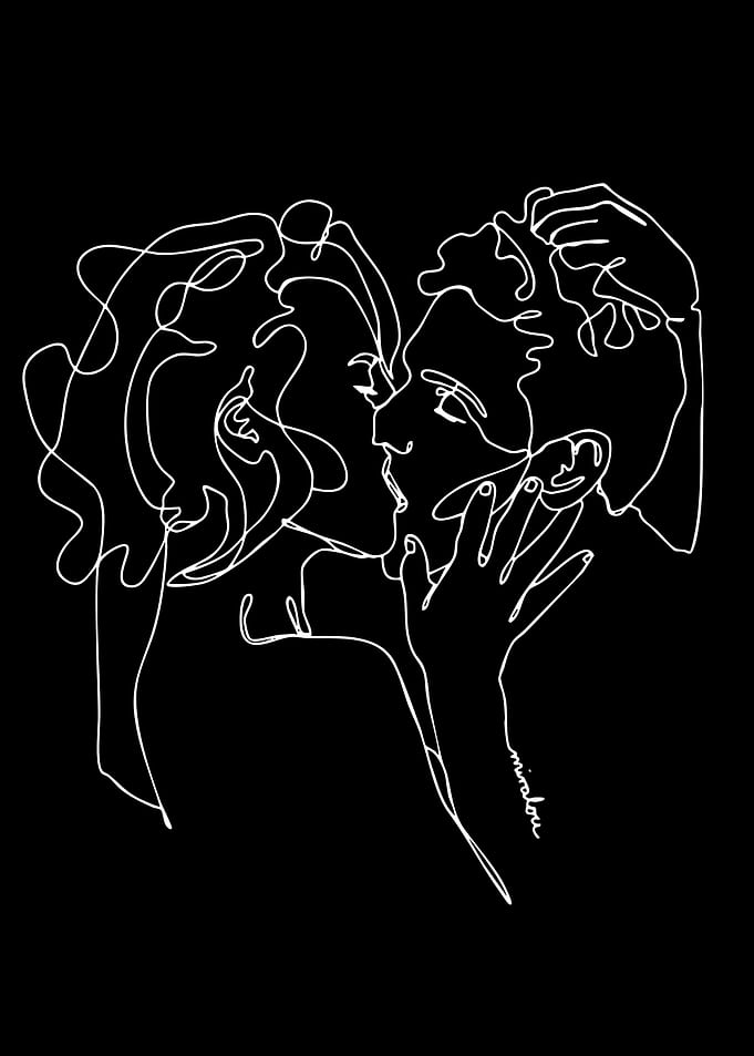 Couple Kissing Line Art
